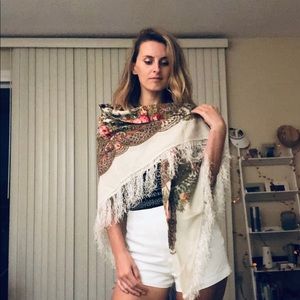 Scarf Wrap TraditionalRussian Fringed Floral Shawl